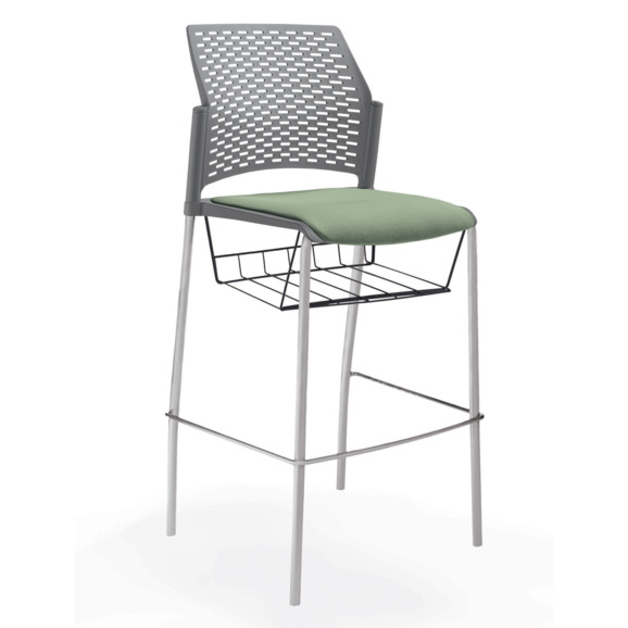 Стул Ревайнд барный с мягким сиденьем и корзиной для бумаг, серый Стул Ревайнд барный с мягким сиденьем и корзиной для бумаг, серый - фото 2