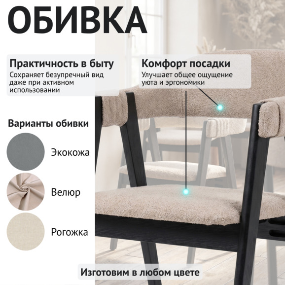 Полукресло Дольче, букле Кларинс 130, морилка черная - фото 3