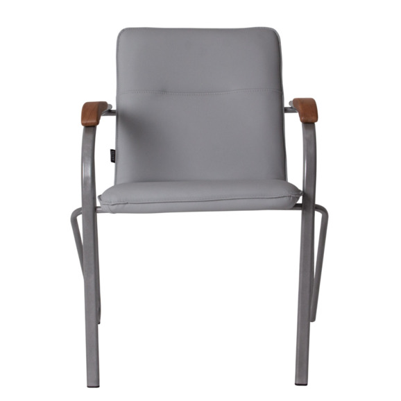 Стул Самба, кожзам Наппа 990, каркас серебро, подлокотники бук под лак - фото 7