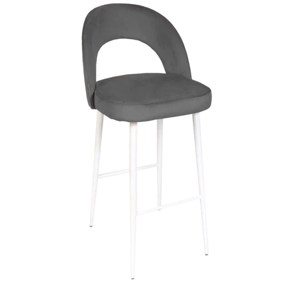 Стул Пиннате, барный, серый, белый, велюр - фото 1