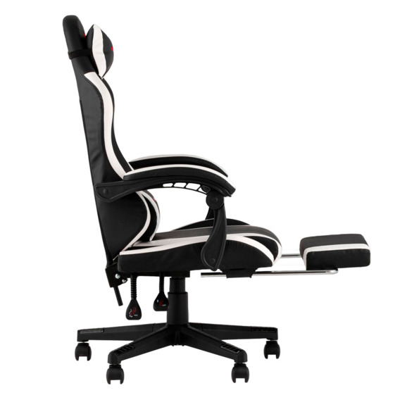 Кресло спортивное TopChairs Prophet с оттоманкой черно-белый - фото 3