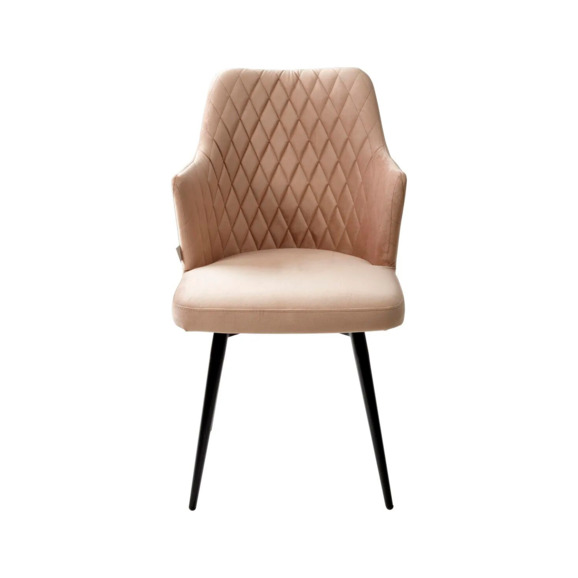 Стул HERMAN, бежевый, велюр, черный каркас, поворотный - фото 4