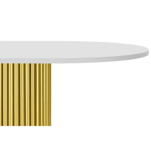 Деревянный стол Барон О 200 х 90 белая пленка шагрень / золотые ноги - фото 10