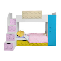 Кровать Лего двухъярусная детская с 2-мя ящиками, Левая