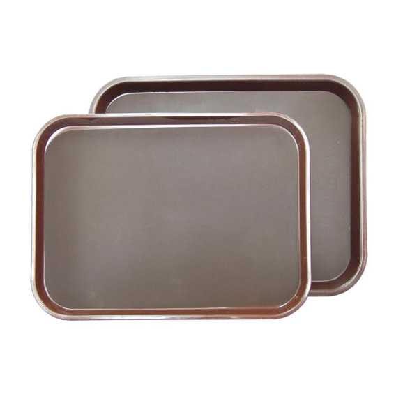 Поднос P.L., прорезиненный коричневый, прямоугольный, малый - фото 1