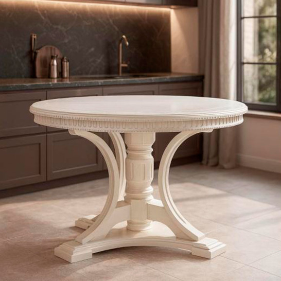 Деревянный стол Нозеан круглый бежевый / золото - фото 9