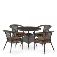 Настоящее фото товара Комплект мебели Чарльстон, 4 стула, brown, произведённого компанией ChiedoCover