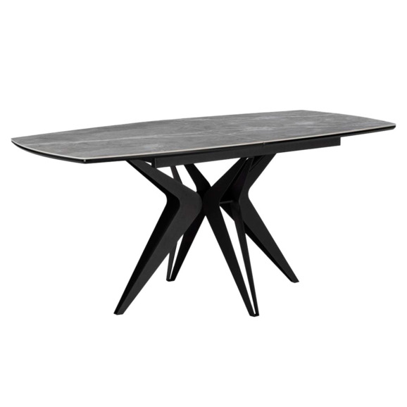 Керамический стол Риполь 160(205)х89 larka grey / черный - фото 1