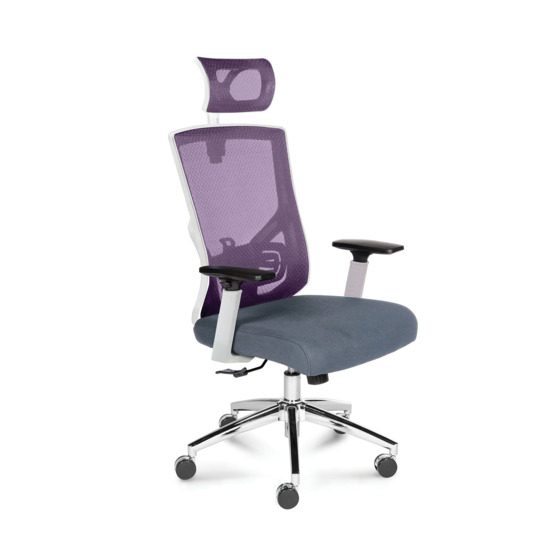 Кресло офисное / Гарда / белый пластик / вишневая сетка / серая сидушка - фото 1