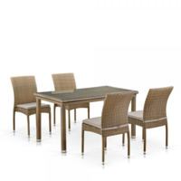 Настоящее фото товара Комплект мебели Аврора, 4 стула, бежевый, произведённого компанией ChiedoCover