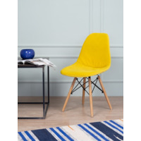 Чехол Е01 на стул Eames, уплотненный, велюр желтый