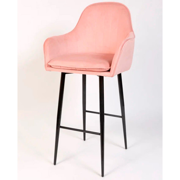 Кресло Сета, барные ножки, розовый, черный, велюр - фото 3