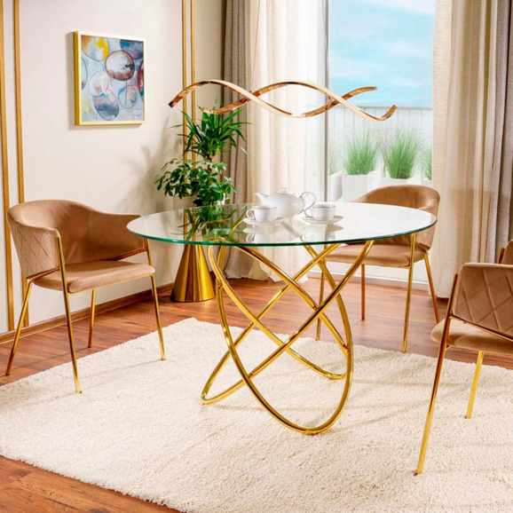 Стол обеденный Dilemma, прозрачный, золотой Стол обеденный Dilemma, прозрачный, золотой - фото 2