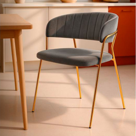 Стул на металлокаркасе Kamelia темно-серый / золотой Стул на металлокаркасе Kamelia темно-серый / золотой - фото 9