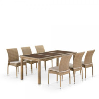 Настоящее фото товара Комплект мебели Аврора, 6 стульев, светло-коричневый, произведённого компанией ChiedoCover