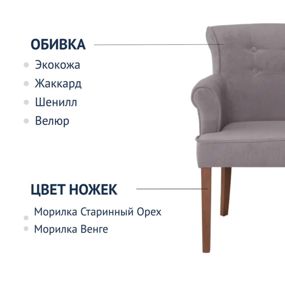 Полукресло Флорида, велюр Teddy 022, ножки бук, морилка светлый орех - фото 6