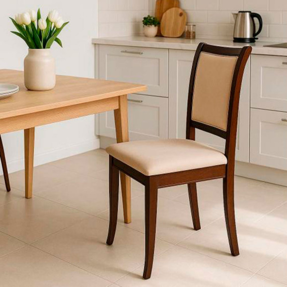 Деревянный стул Корнелл бежевый велюр / орех темный - фото 7