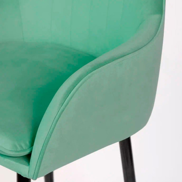 Кресло Сета, барные ножки, светло-зеленый, черный, велюр - фото 11