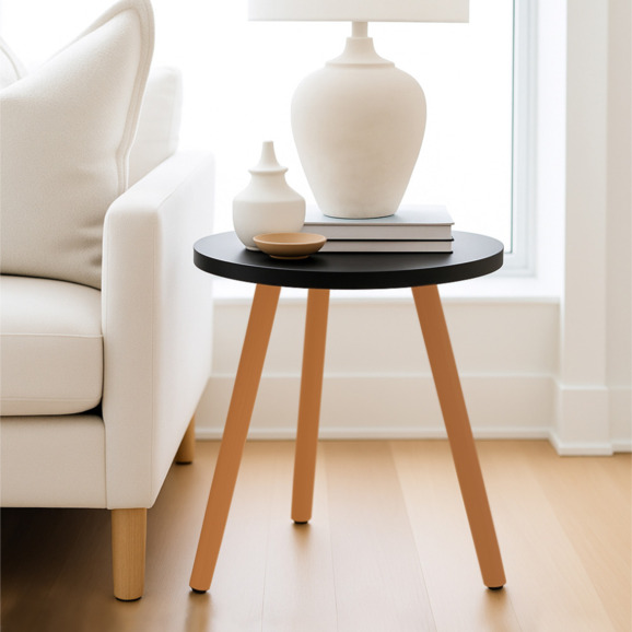 Стол журнальный Alvi, черный, деревянные ножки - фото 2