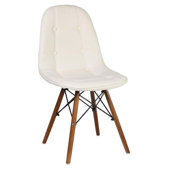 Стул мягкий Eames, экокожа, массив бука, белый - фото 1