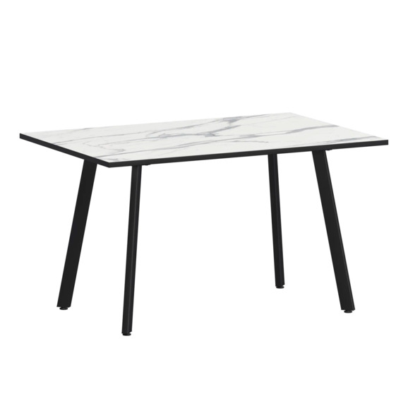 Стол нераздвижной Рольф, мрамор белый, черный муар - фото 1