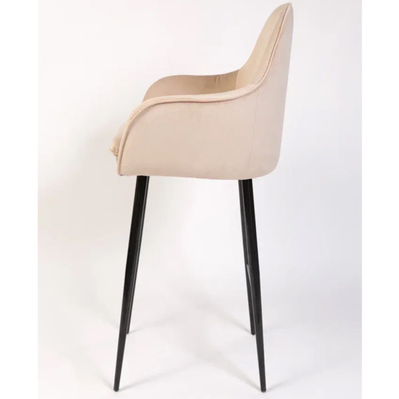 Кресло Сета, барные ножки, бежевый, черный, велюр - фото 4