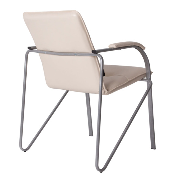 Стул Самба, кожзам Вега Капучино, каркас серебро, подлокотники мягкие - фото 9