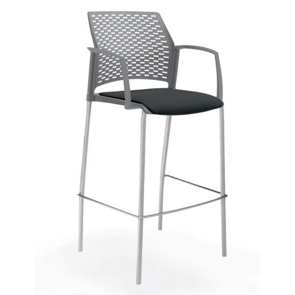 Стул Ревайнд барный с мягким сиденьем и закрытыми подлокотниками, серый - фото 2