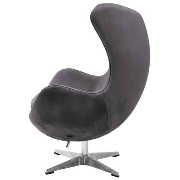Кресло Egg style chair, тёмно-серый, искусственная замша - фото 4
