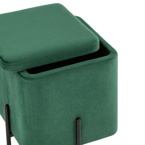 Пуф Грейс квардрат с ящиком велюр зелёный - фото 4