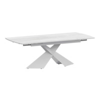 Настоящее фото товара Стол раздвижной Моден 1400х800+300, фрост, белый муар, произведённого компанией ChiedoCover