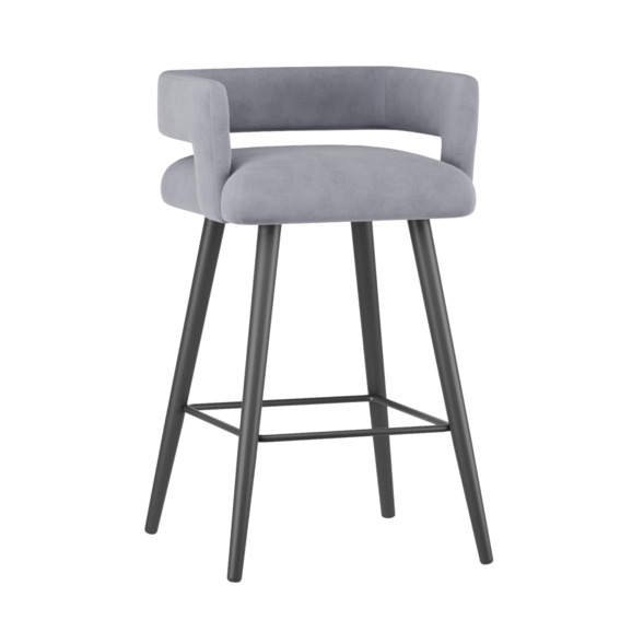 Стул барный Mars, велюр Вэлла 12, ножки бук, морилка черная - фото 1