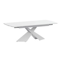 Настоящее фото товара Стол раздвижной Моден 1400х800+300, супер белый, белый муар, произведённого компанией ChiedoCover