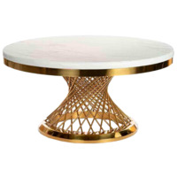 Настоящее фото товара Столик журнальный Tenet, белый мрамор, золотой, произведённого компанией ChiedoCover