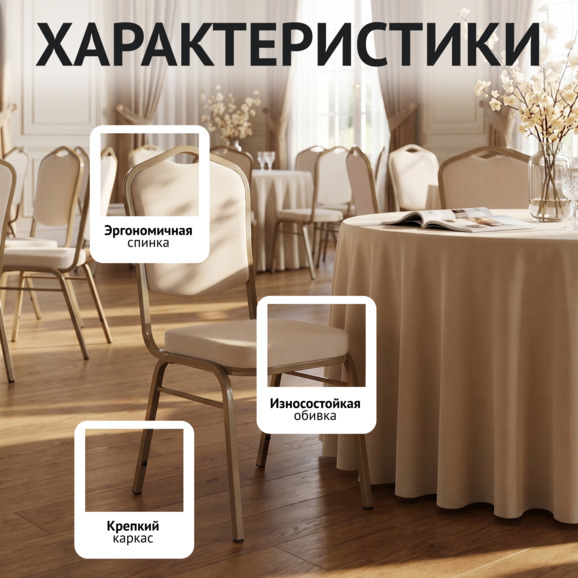 Стул Хит 20, велюр Вивальди 02, каркас шампань - фото 2