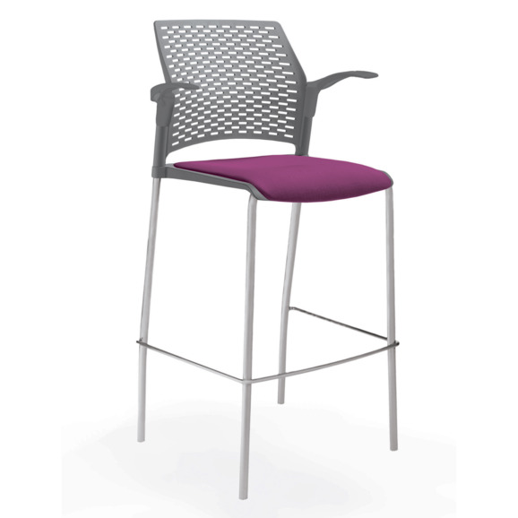 Стул Ревайнд барный с мягким сиденьем и подлокотниками, серый - фото 2