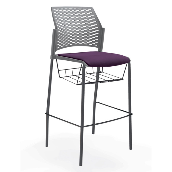 Стул Ревайнд барный с мягким сиденьем и корзиной для бумаг, серый, черный - фото 5