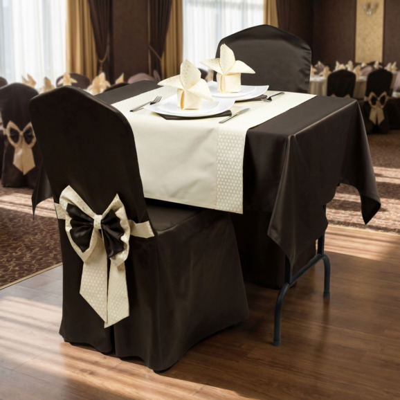 Комплект мебели и текстиля на 2 персоны, коричневый, бежевый - фото 2