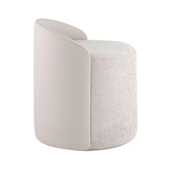 Пуф Тея спинка экокожа, сиденье шенилл, светло-серый - фото 2