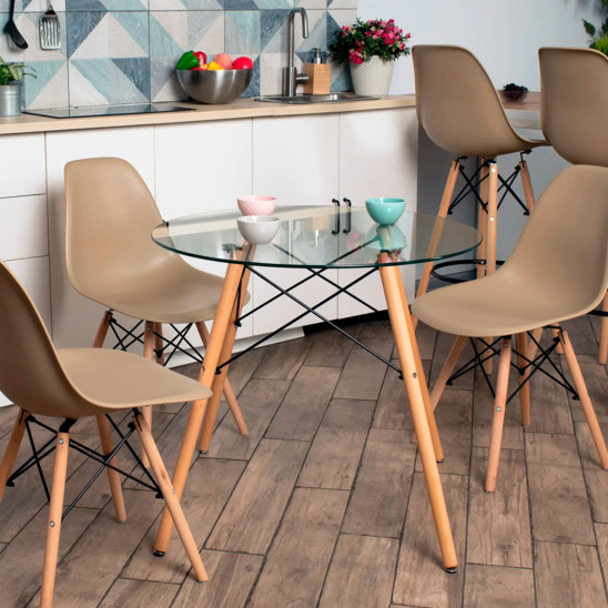 Стол круглый Eames DSW NEW, D80, прозрачный, стекло - фото 5