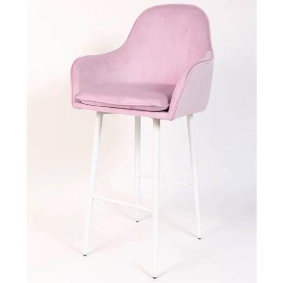 Кресло Сета, барные ножки, сиреневый, белый, велюр - фото 3