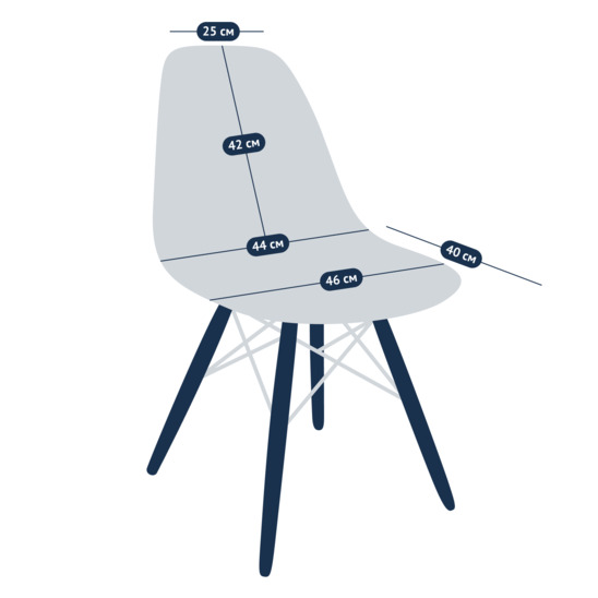 Чехол Е01 на стул Eames, уплотненный серый - фото 3