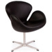 Кресло Swan (Arne Jacobsen), черная экокожа