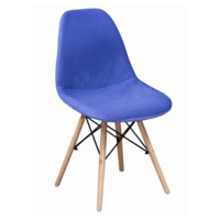 Настоящее фото товара Чехол Е02 на стул Eames, уплотненный, велюр синий, произведённого компанией ChiedoCover