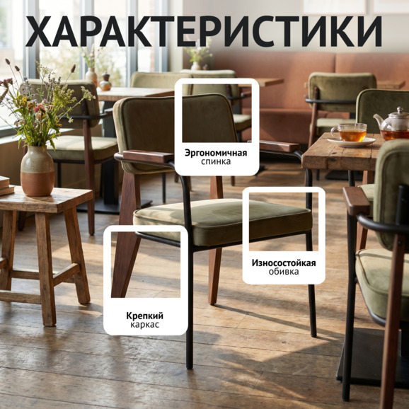 Стул Микс, велюр Велютто Люкс 23, ножки бук морилка старинный орех - фото 2