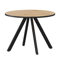 Настоящее фото товара Стол нераздвижной Лаки мини 800мм, дуб вотан, черный муар, произведённого компанией ChiedoCover