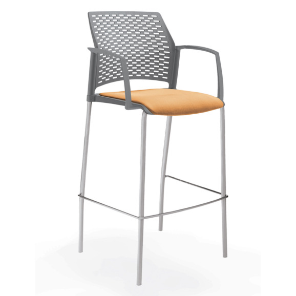 Стул Ревайнд барный с мягким сиденьем и закрытыми подлокотниками, серый - фото 5