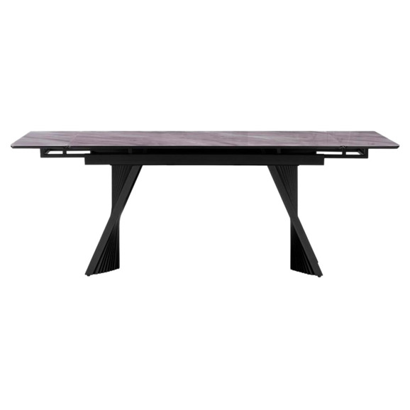 Стеклянный стол Вейв 140(200)х80 кристл серый мрамор / черный - фото 4