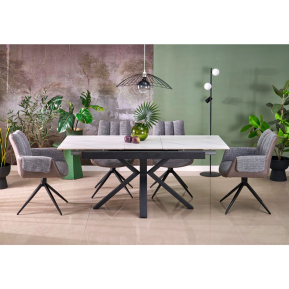 Стол обеденный Lintel, белый мрамор, черный - фото 2