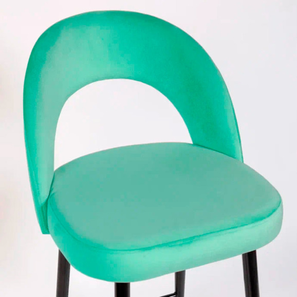 Стул Пиннате, барный, светло-мятный, черный, велюр - фото 7